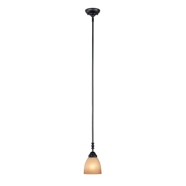 Designers Fountain Apollo 100 Watt 1 Light Oil Rubbed Bronze Mini Pendant with Amber Sandstone Shade 94030-ORB - main